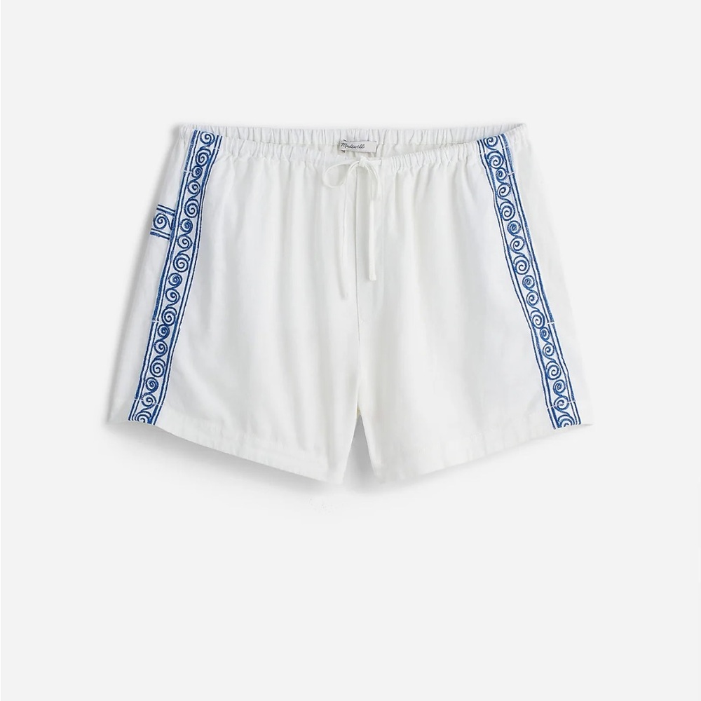 Madewell x Lisa Says Gah! Embroidered Drawstring Pull-On Shorts, 1X, brand new